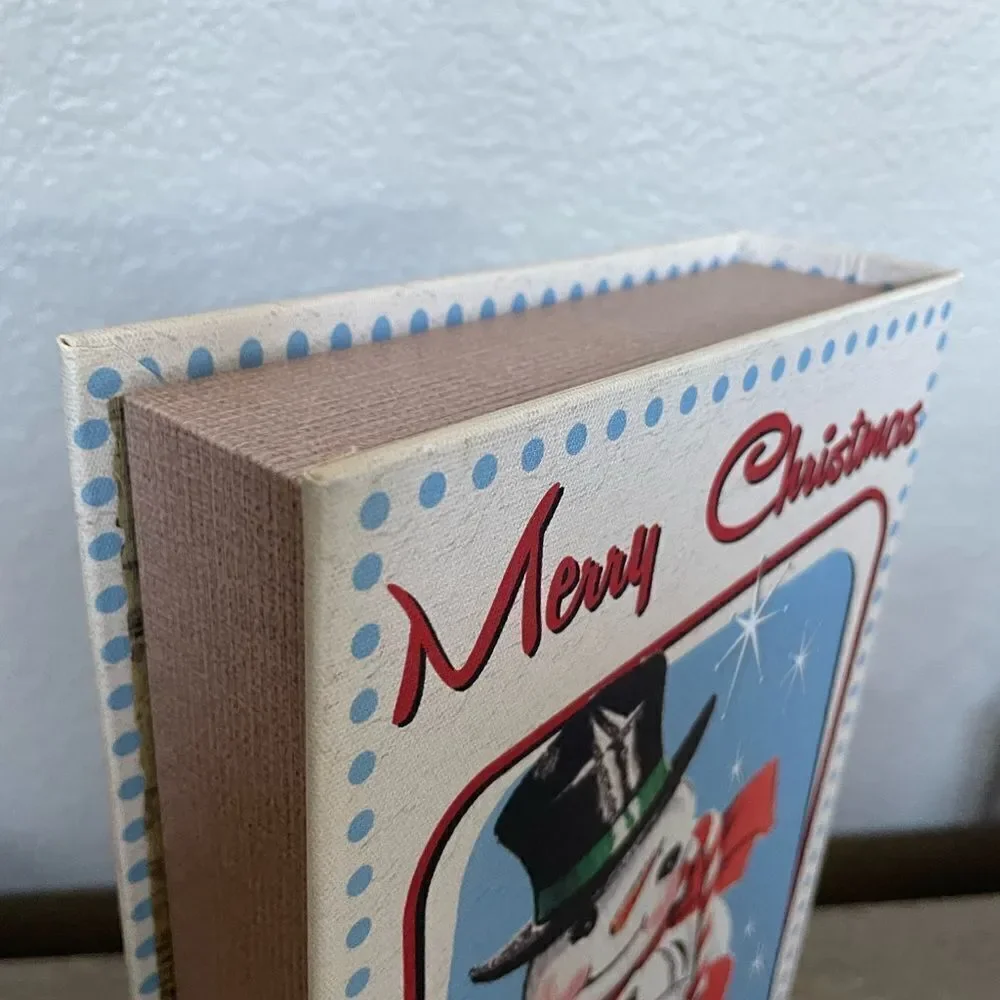 Vintage Christmas Snowman Hidden Storage Book Box